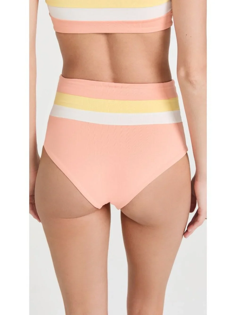 L*Space Portia Stripe Bikini Bottoms in Tangy/Lemon Drop/Cream New Womens